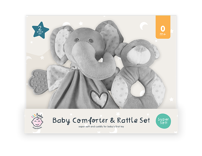 Baby Snuggle Set: Comforter & Plush Rattle Duo